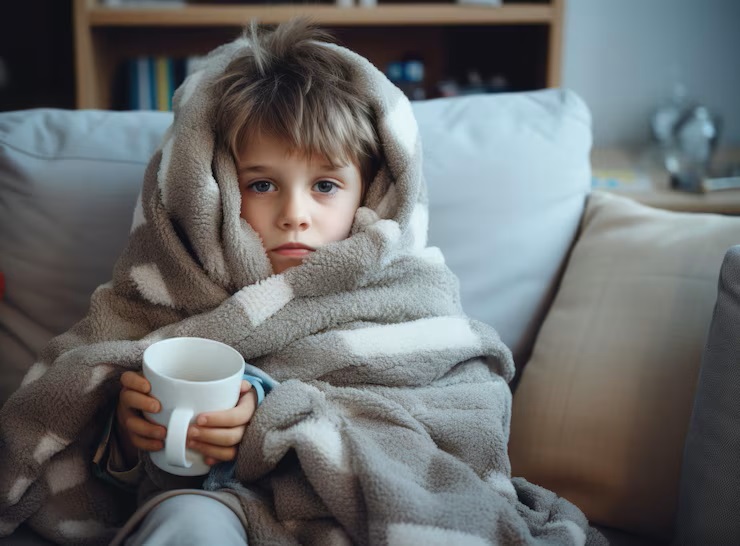 Sick kid in winter