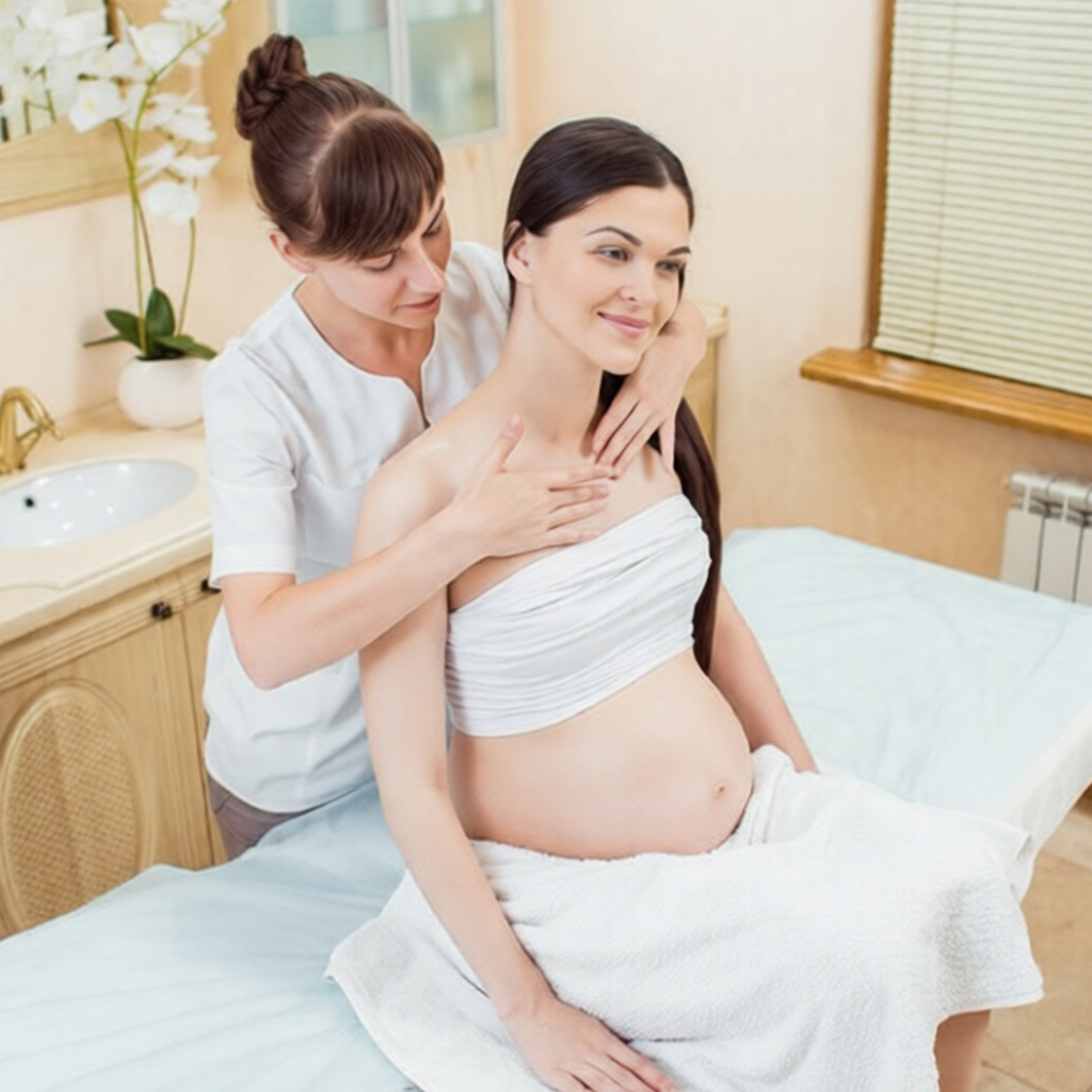 Therapist providing gentle pregnancy therapy demonstrating how a prenatal massage is different from a regular massage.